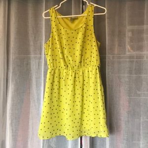 Lime green polka dot dress with buttons in back